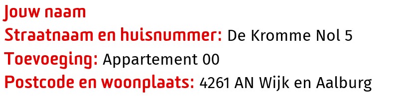 Aanduiding adres voor post en pakketten